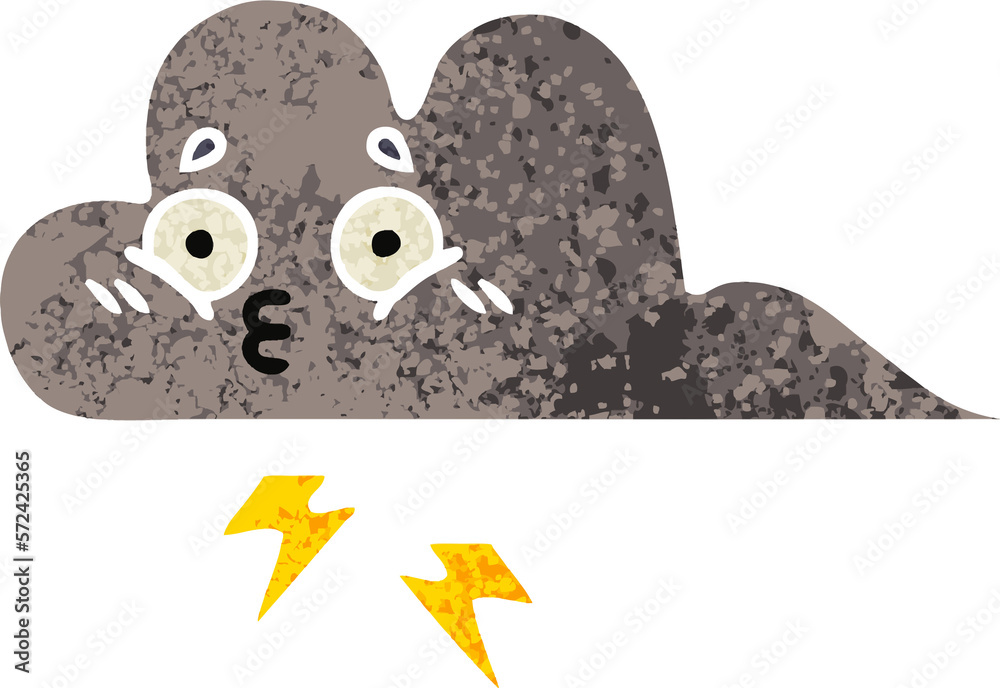 retro illustration style cartoon storm cloud retro illustration style cartoon storm cloud