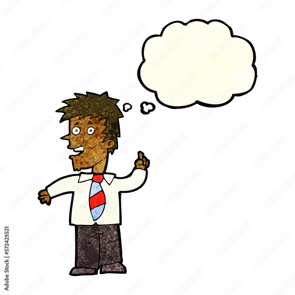 cartoon man with idea with thought bubble cartoon man with idea with thought bubble