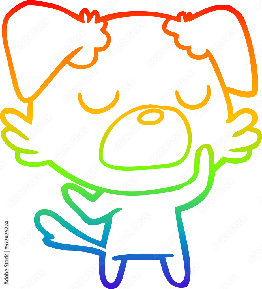 rainbow gradient line drawing cartoon dog