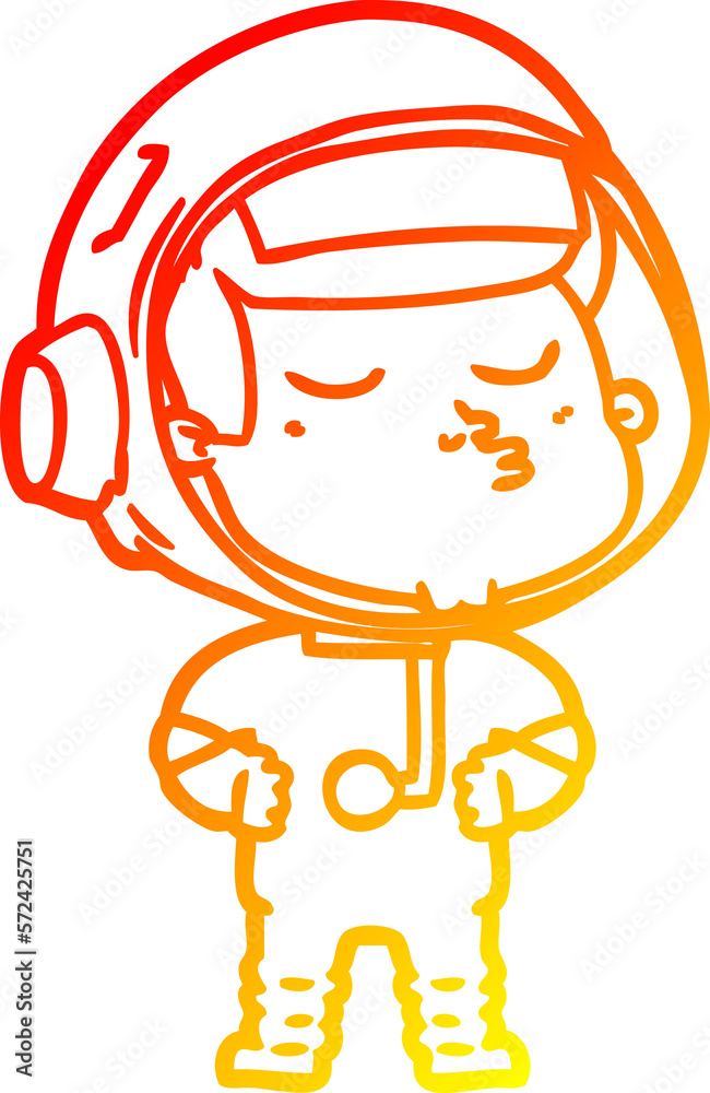 warm gradient line drawing cartoon confident astronaut warm gradient line drawing cartoon confident astronaut