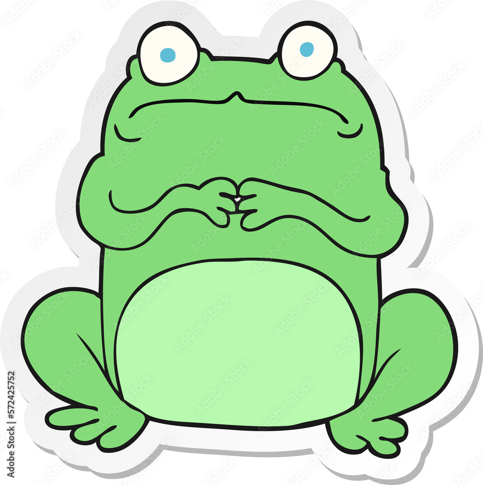 sticker of a cartoon nervous frog sticker of a cartoon nervous frog