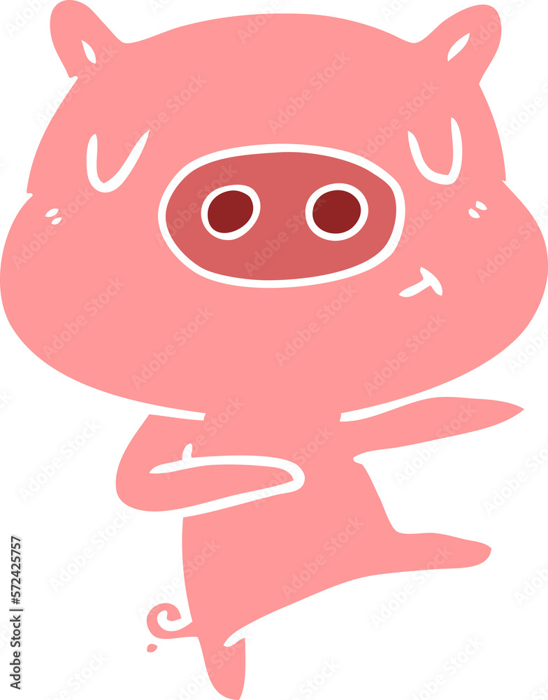 flat color style cartoon content pig dancing flat color style cartoon content pig dancing