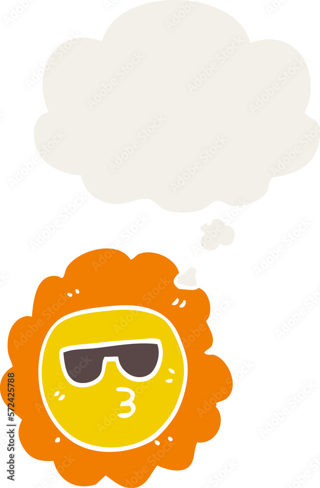 cartoon sunflower and thought bubble in retro style cartoon sunflower and thought bubble in retro style