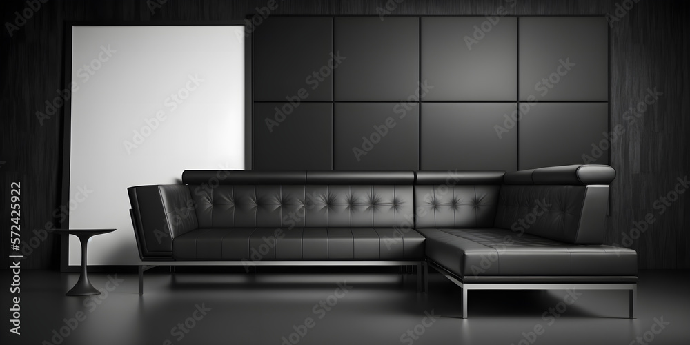 minimalist comfortable sofa in a room with copy space. generative ai minimalist comfortable sofa in a room with copy space. generative ai
