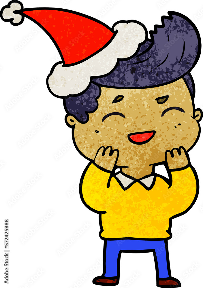 textured cartoon of a man laughing wearing santa hat textured cartoon of a man laughing wearing santa hat