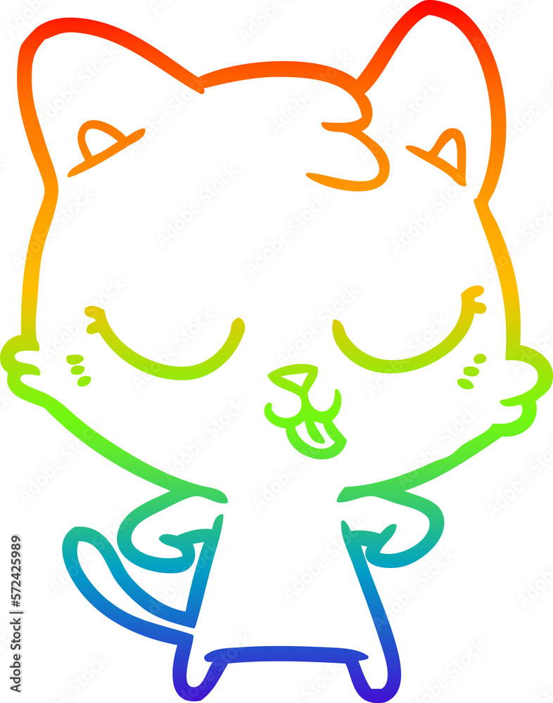 rainbow gradient line drawing happy cartoon cat rainbow gradient line drawing happy cartoon cat