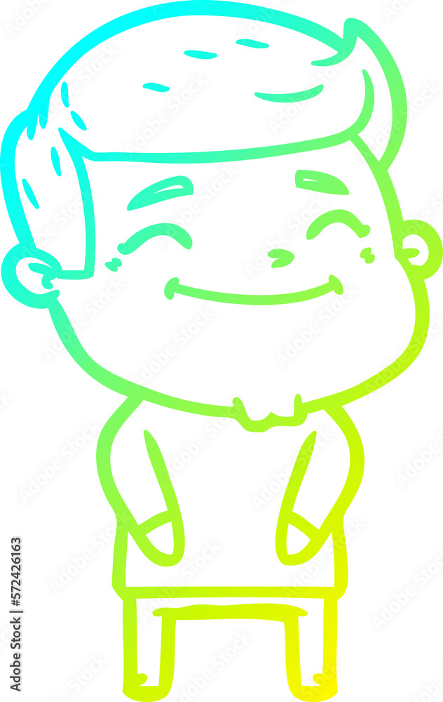 cold gradient line drawing happy cartoon man cold gradient line drawing happy cartoon man