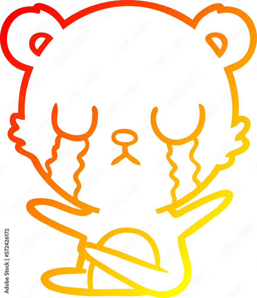 warm gradient line drawing crying cartoon bear warm gradient line drawing crying cartoon bear