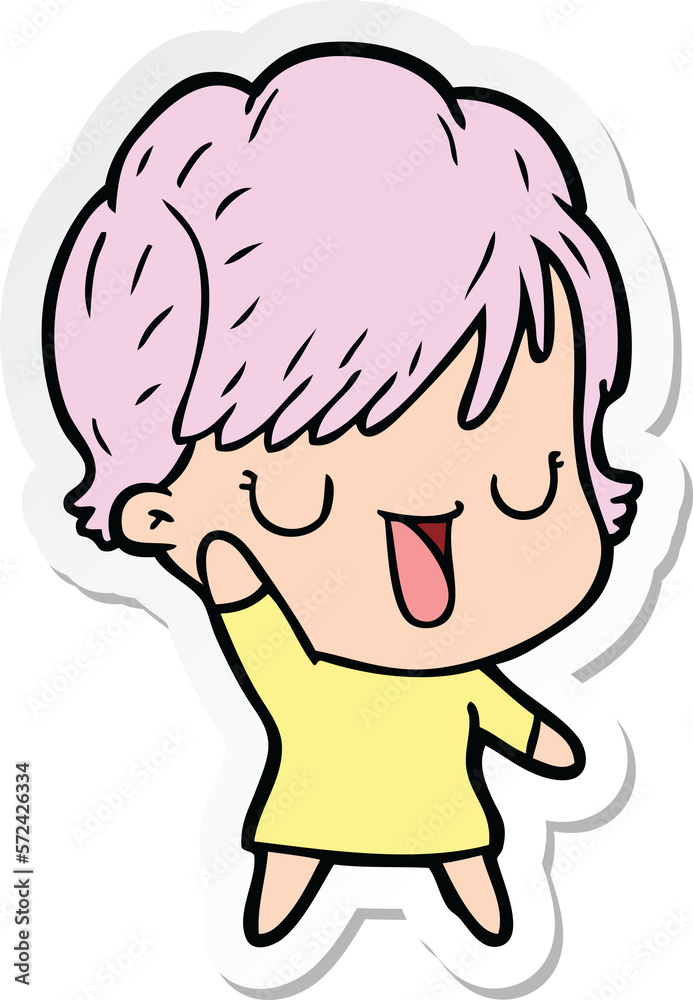 sticker of a cartoon woman talking