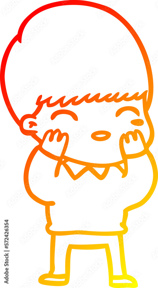 warm gradient line drawing happy cartoon boy warm gradient line drawing happy cartoon boy