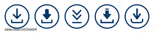 Set download icons. Button with arrow down simple icon download - vector