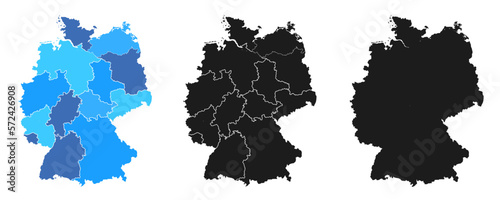 Germany map with division into federal lands and without division - for stock