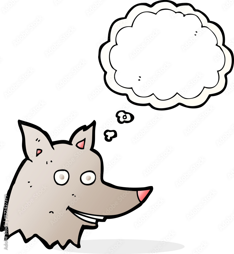 cartoon wolf head with thought bubble cartoon wolf head with thought bubble