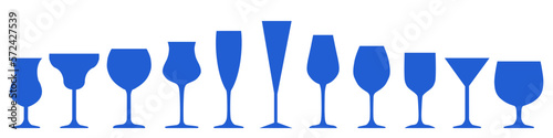 Set different wineglass icon, logo, collection wineglass signs – stock vector