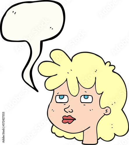 speech bubble cartoon female face