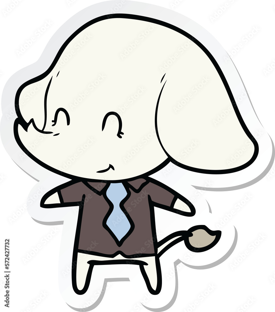 sticker of a cute cartoon elephant boss sticker of a cute cartoon elephant boss