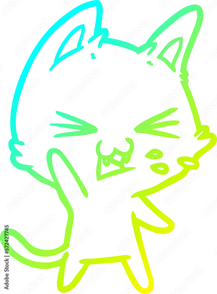 cold gradient line drawing cartoon cat hissing cold gradient line drawing cartoon cat hissing