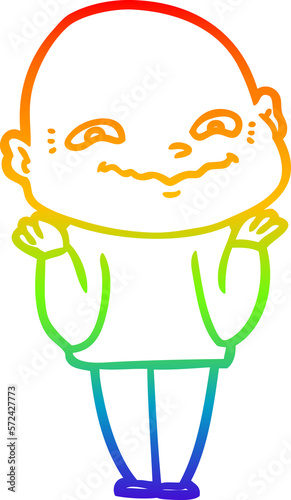 rainbow gradient line drawing cartoon creepy guy
