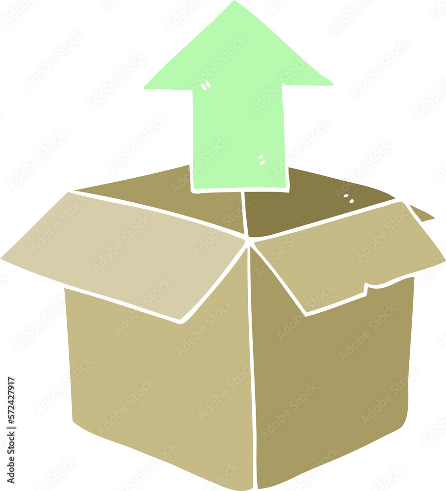 flat color illustration of a cartoon unpacking a box flat color illustration of a cartoon unpacking a box