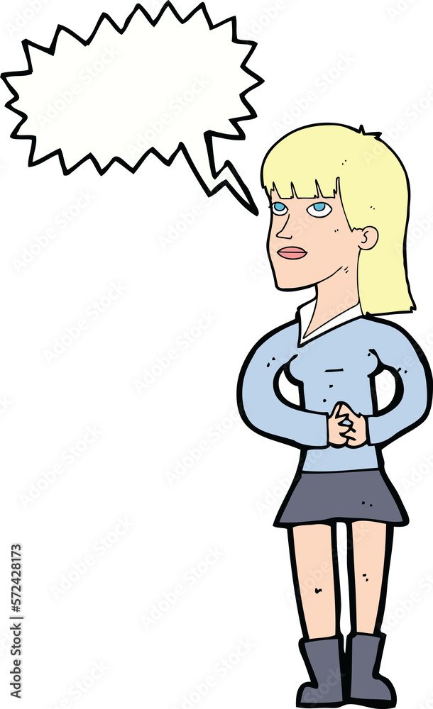 cartoon woman waiting with speech bubble cartoon woman waiting with speech bubble