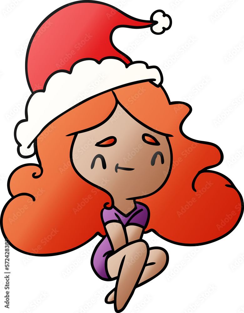 christmas gradient cartoon of kawaii girl christmas gradient cartoon of kawaii girl