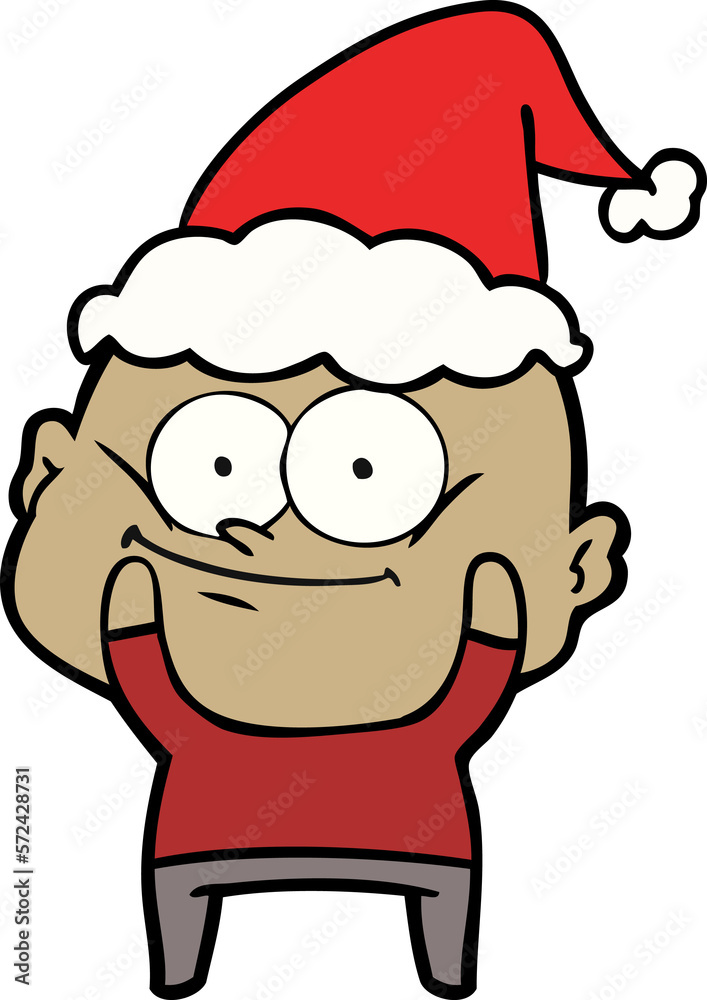 line drawing of a bald man staring wearing santa hat line drawing of a bald man staring wearing santa hat