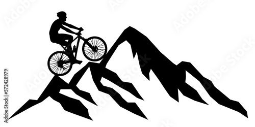 Cyclist in the mountains, sport style life – stock vector
