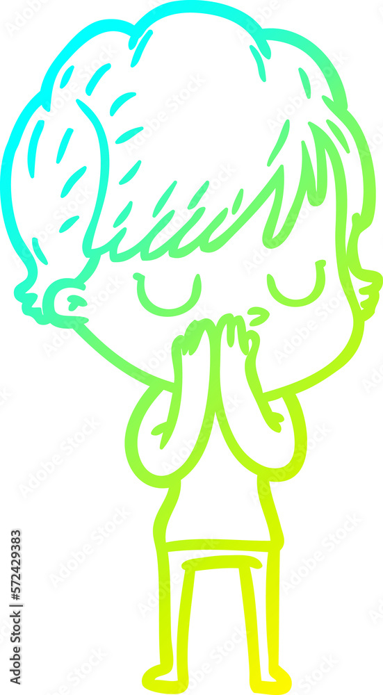 cold gradient line drawing cartoon woman cold gradient line drawing cartoon woman