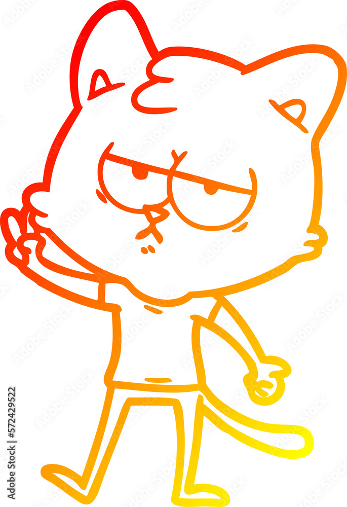 warm gradient line drawing bored cartoon cat warm gradient line drawing bored cartoon cat