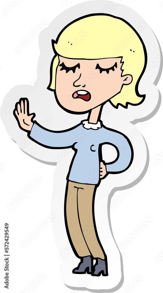 sticker of a cartoon woman ignoring sticker of a cartoon woman ignoring