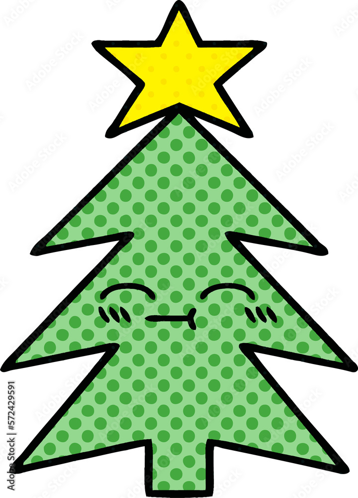 comic book style cartoon christmas tree comic book style cartoon christmas tree