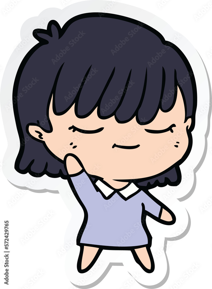 sticker of a cartoon woman