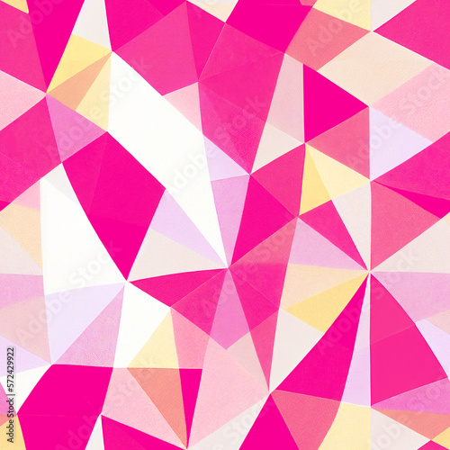 Geometric seamless pattern, irregular background. Art graphic pink print, abstract geometric polygonal shapes. For interior design, fashion cloth, textile, fabric, wrapping paper 
