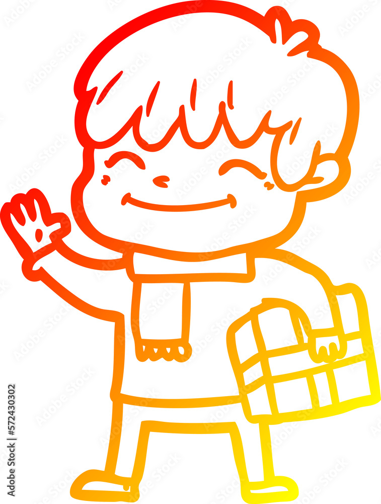 warm gradient line drawing cartoon happy boy warm gradient line drawing cartoon happy boy