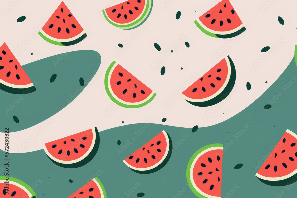 Watermelon pattern. Generative AI