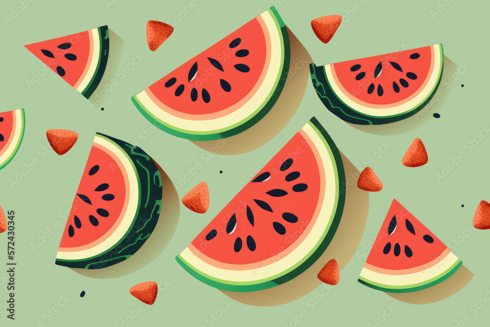 Watermelon pattern. Generative AI