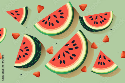 Obraz na płótnie Watermelon pattern. Generative AI w salonie
