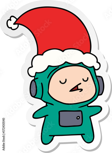 christmas sticker cartoon of kawaii astronaut © lineartestpilot