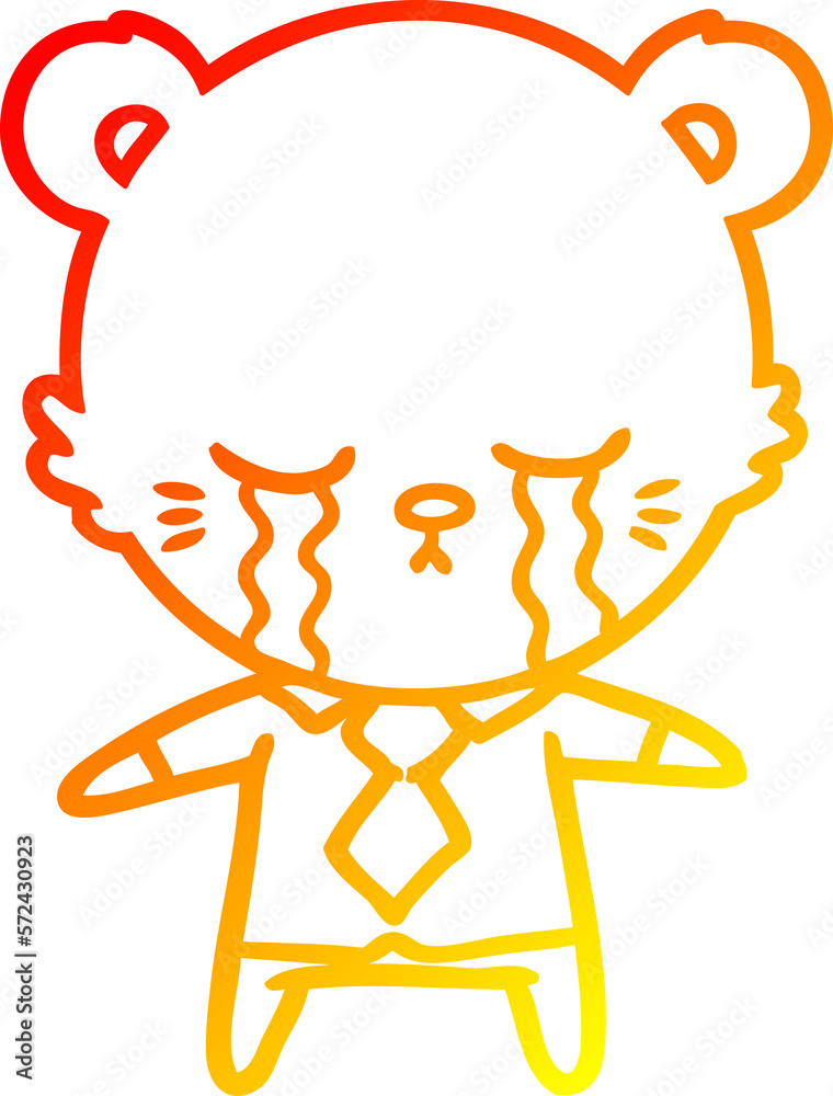 Obraz premium warm gradient line drawing crying cartoon polarbear