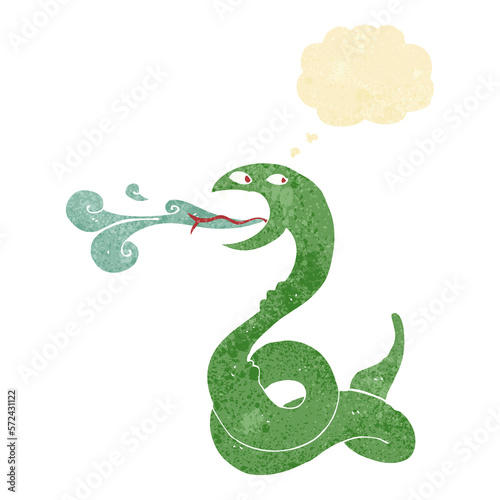 cartoon hissing snake with thought bubble