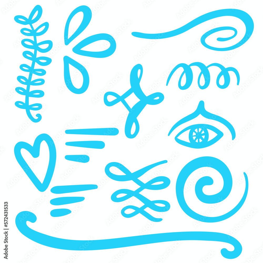 Fototapeta premium Blue Swirls and Swooshes Vector Accent Line Work