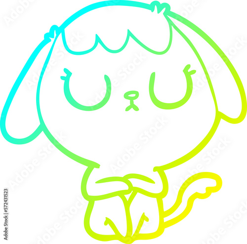 cold gradient line drawing cute cartoon dog
