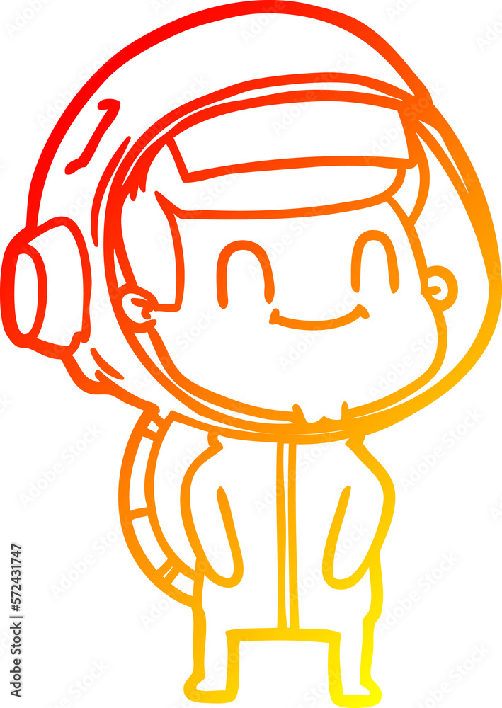 warm gradient line drawing happy cartoon astronaut man warm gradient line drawing happy cartoon astronaut man