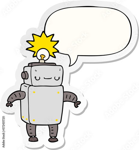 cartoon robot and speech bubble sticker