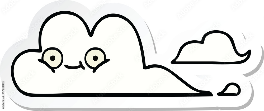 sticker of a cute cartoon white cloud sticker of a cute cartoon white cloud