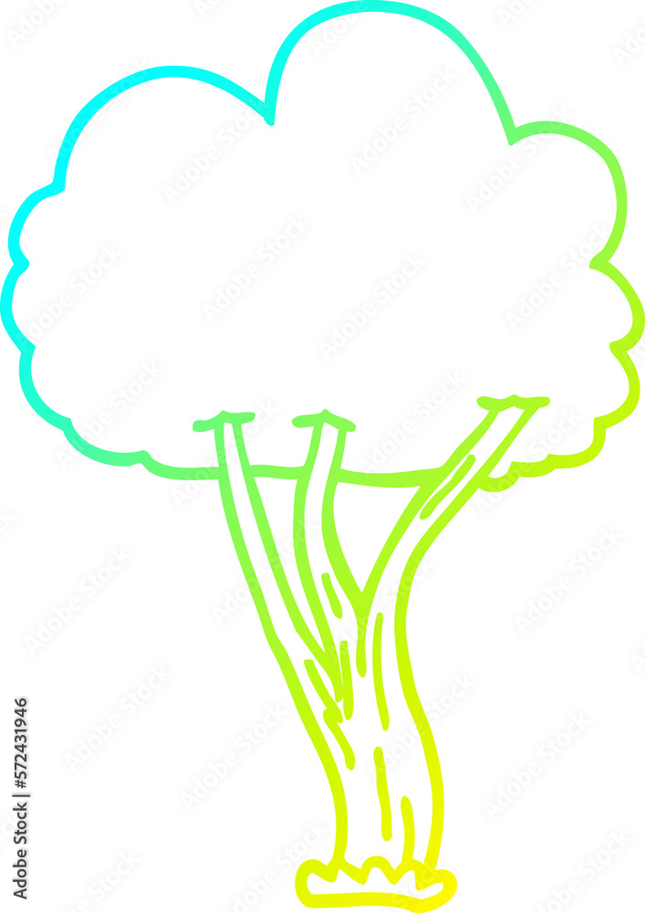 cold gradient line drawing cartoon blooming tree cold gradient line drawing cartoon blooming tree