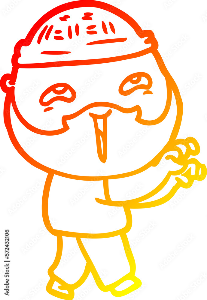 warm gradient line drawing cartoon happy bearded man warm gradient line drawing cartoon happy bearded man