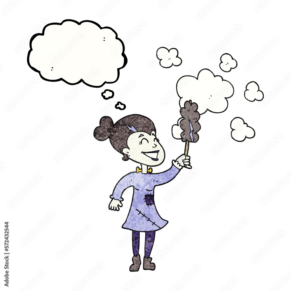 thought bubble textured cartoon zombie woman dusting thought bubble textured cartoon zombie woman dusting