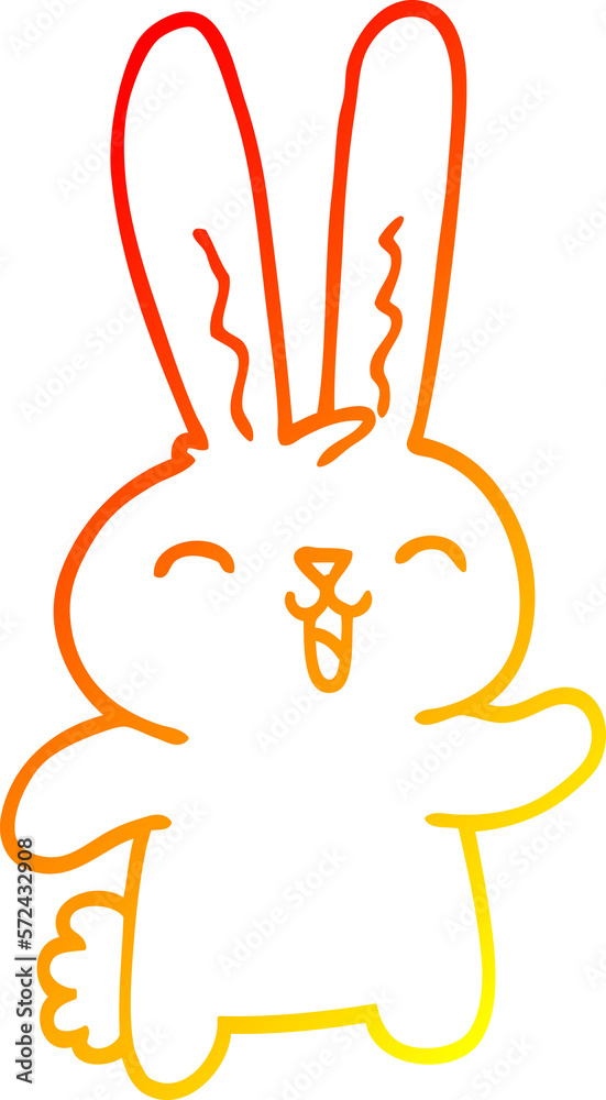 warm gradient line drawing cartoon happy rabbit warm gradient line drawing cartoon happy rabbit