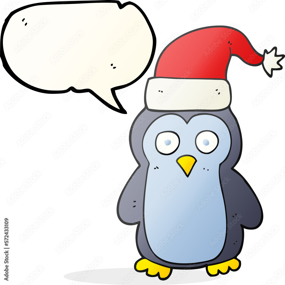 Fototapeta premium speech bubble cartoon christmas penguin